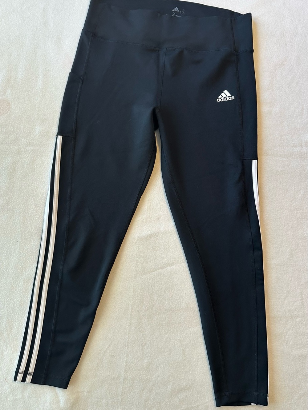 adidas Black Leggings with White Side Stripes
